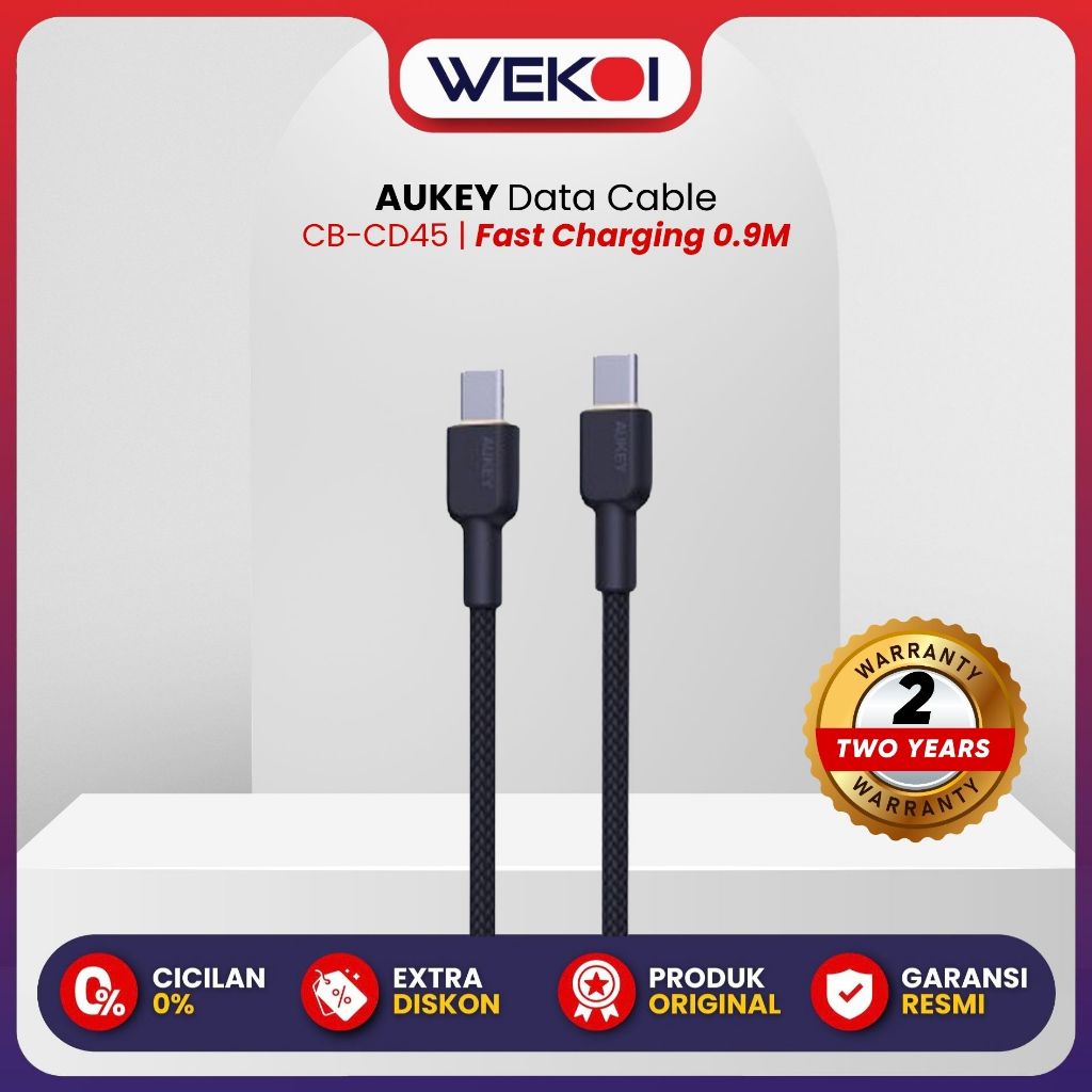 AUKEY CB-CD45 Kabel Charger Type C Braided Nylon USB-C to USB-C Black CableAUKEY CB-CD45 Kabel Charg