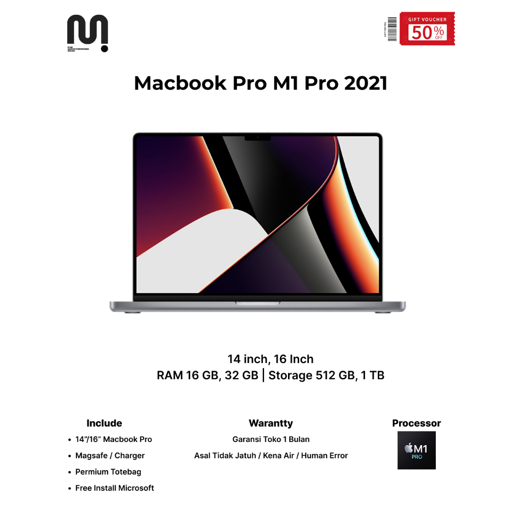 Macbook Pro 2021 14"/ 16" RAM 16 GB/ 512 GB, 1TB Apple M1 Pro