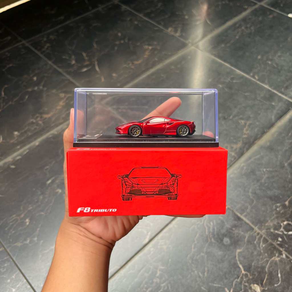 Diecast XF Model Ferrari F8 Tributto (red with yellow stripes)