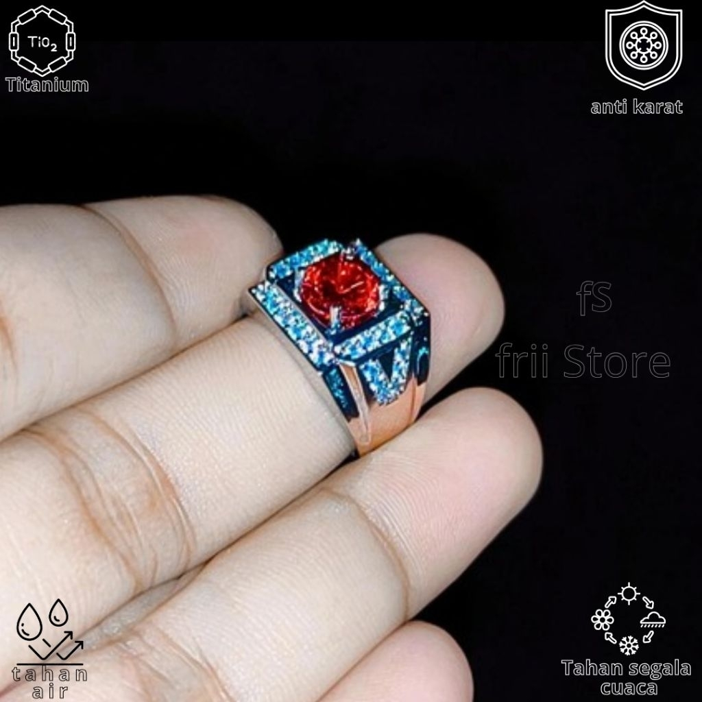Cincin Batu Akik Pria Dewasa Titanium Batu Permata | Cincin Maskulin Model Terbaru