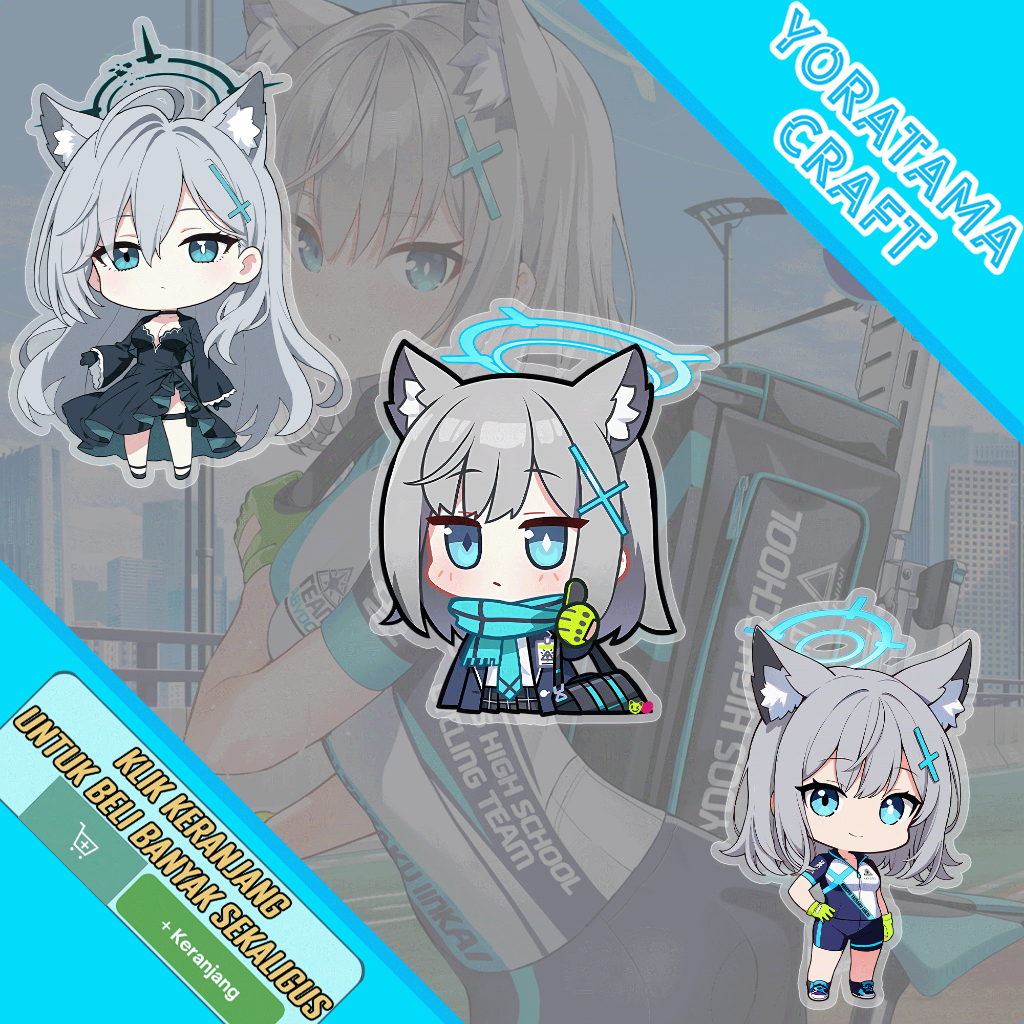 Gantungan Kunci Shiroko Blue Archive BA Shiroko Dark, Keychain Anime Lucu