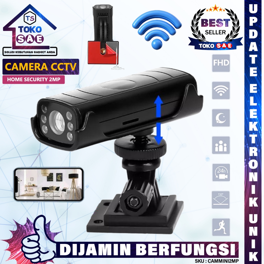 CAMMINI2MP Smart Camera Mini WiFi 1080P 2MP Hidden Spycam Kamera CCTV Pengintai Rahasia Tersembunyi 