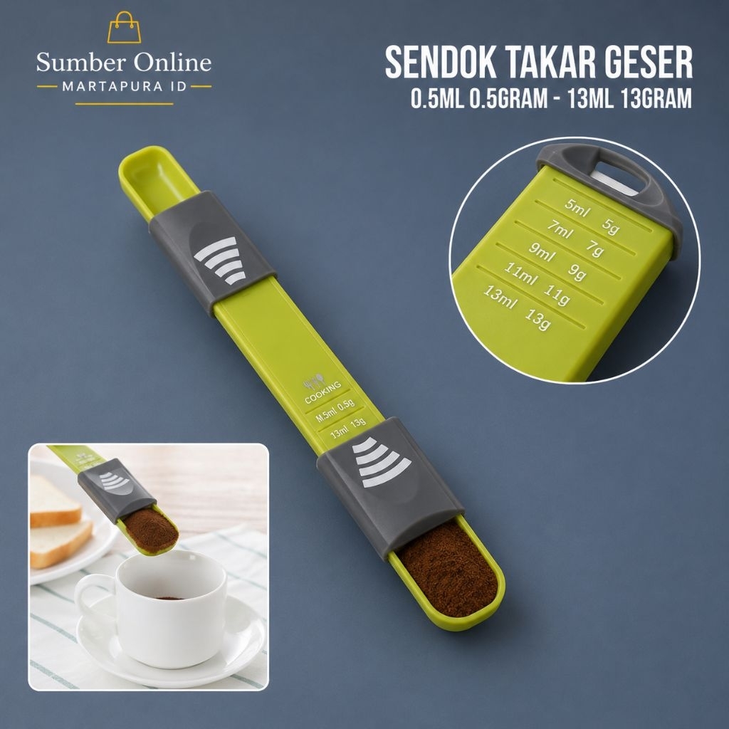 Sendok Takar Geser, Sendok Takar Adjustable, Measuring Spoon, Sendok Ukur Dapur, Alat Ukur Bumbu, Se
