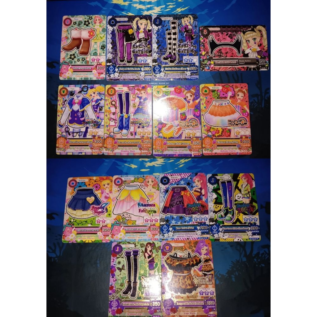 (Ori) AIKATSU CARDS Lime Stage Choco Pop Scoop Magical Toy Cotton Color Happy Rainbow Frilled Denim 
