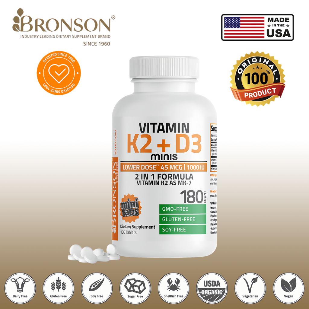 100% (bronson vitamin) vitamin D3 K2 1000iu 180/360 TABLETS