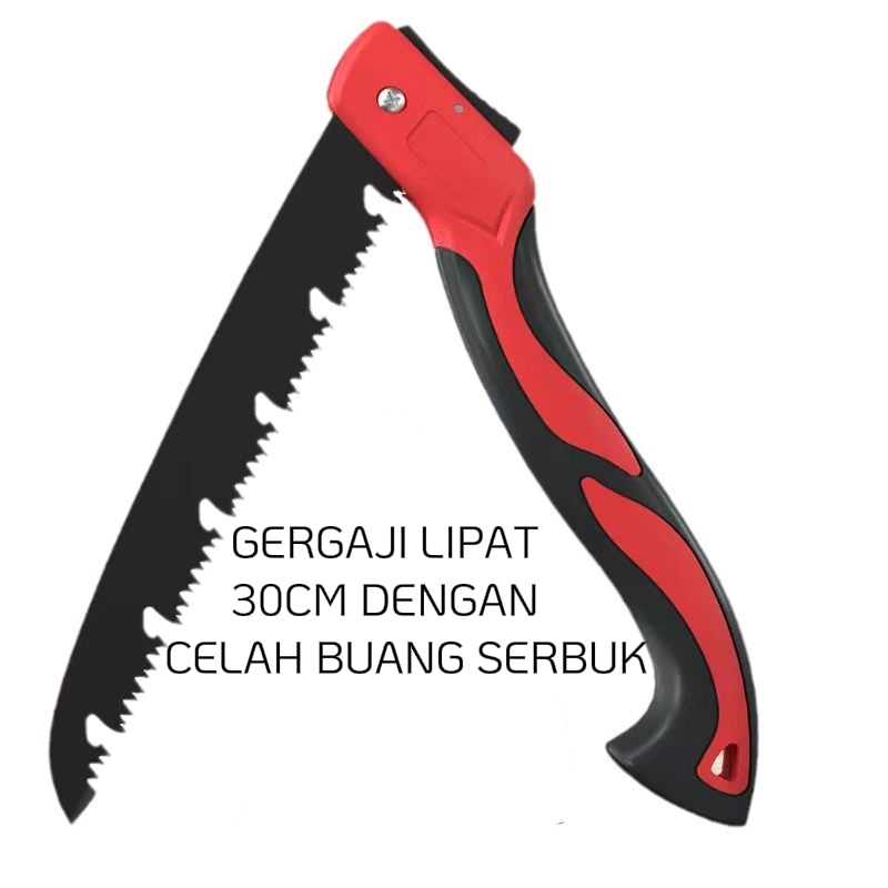 Gergaji Lipat 30cm(Gergaji Tajam Panjang Buka 53 Cm)Gergaji Kayu Anti Macet
