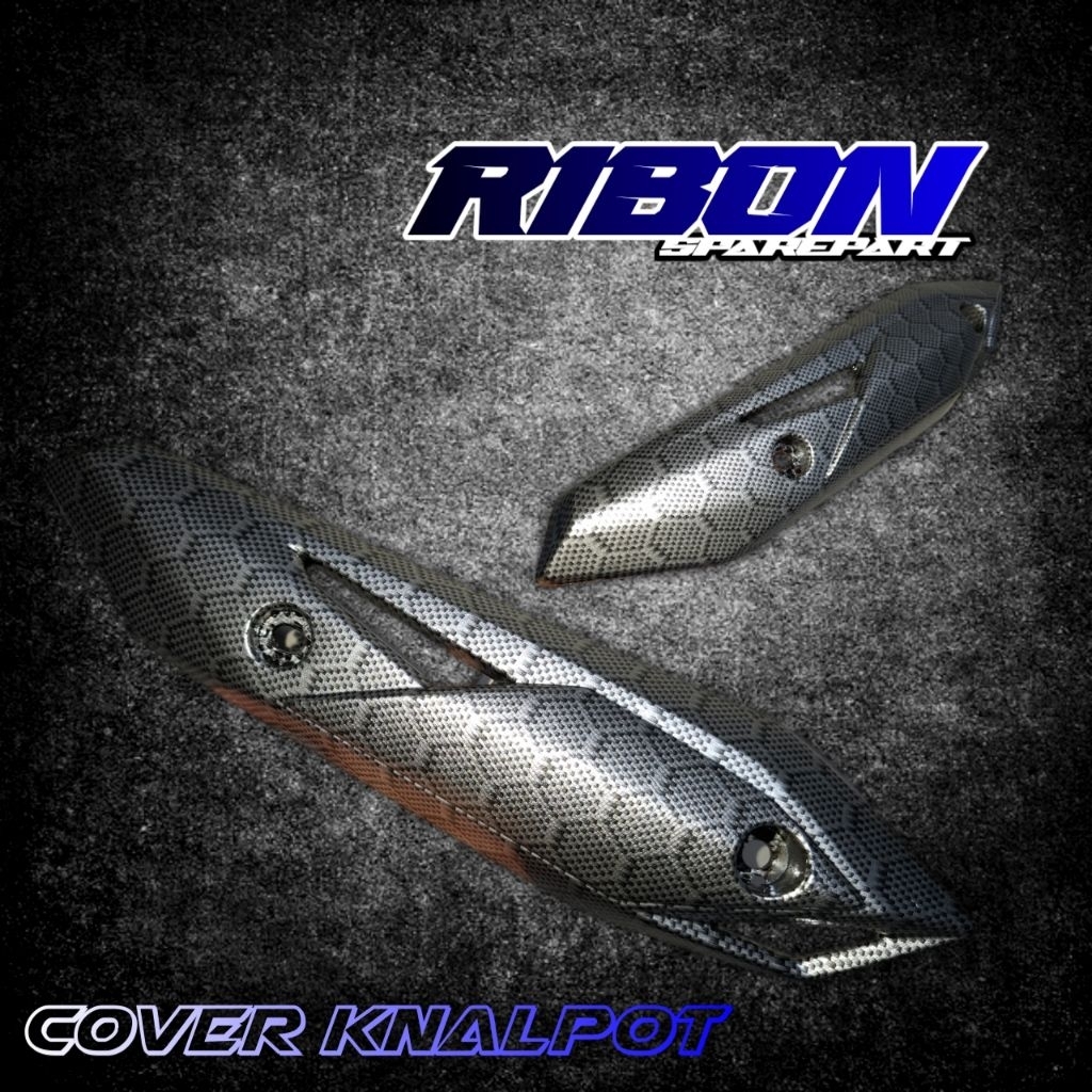 TUTUP KNALPOT COVER SPAREPART BEAT ESP BEAT POP 2017 - 2019 CARBON HEXAGON SILVER KARBON WTP | TAMEN