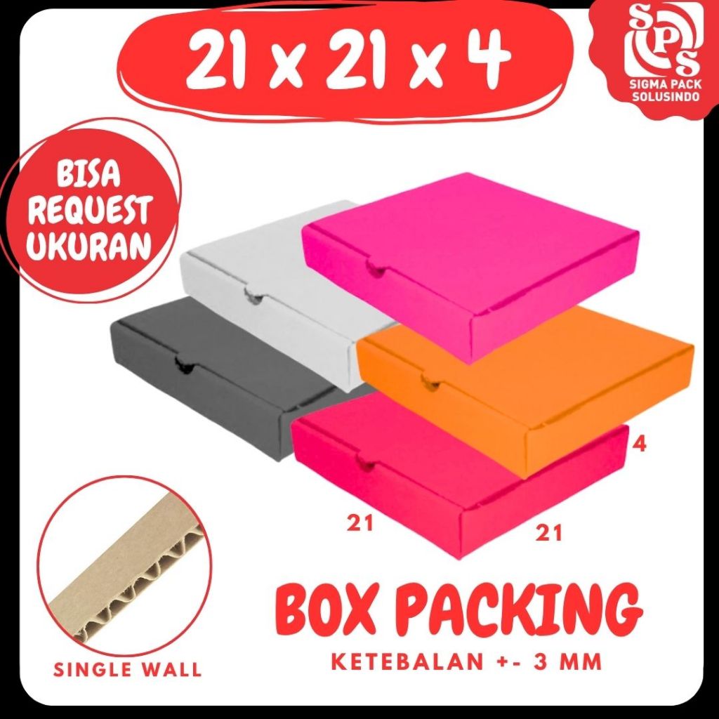 Kardus Pizza 21x21x4 LD Box Packing /Karton/Pizza/Polos/Hampers/Baju Lipat depan
