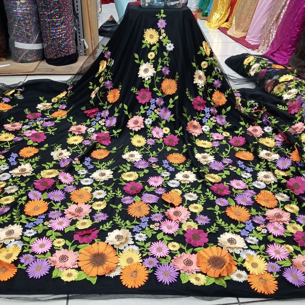 KAIN/BAHAN TILLE BORDIR GARDEN 3D(tridi)