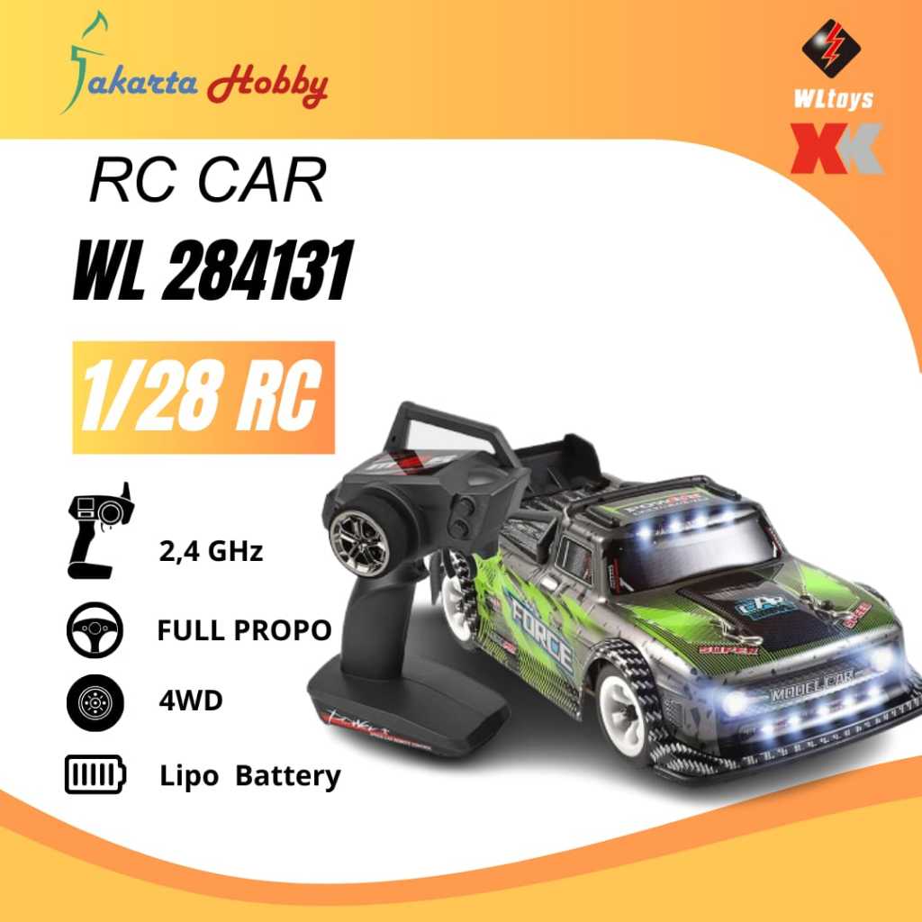 RC Car WL 284131 Mobil RC Drift Metal Chassis 1/28 Short Course RTR