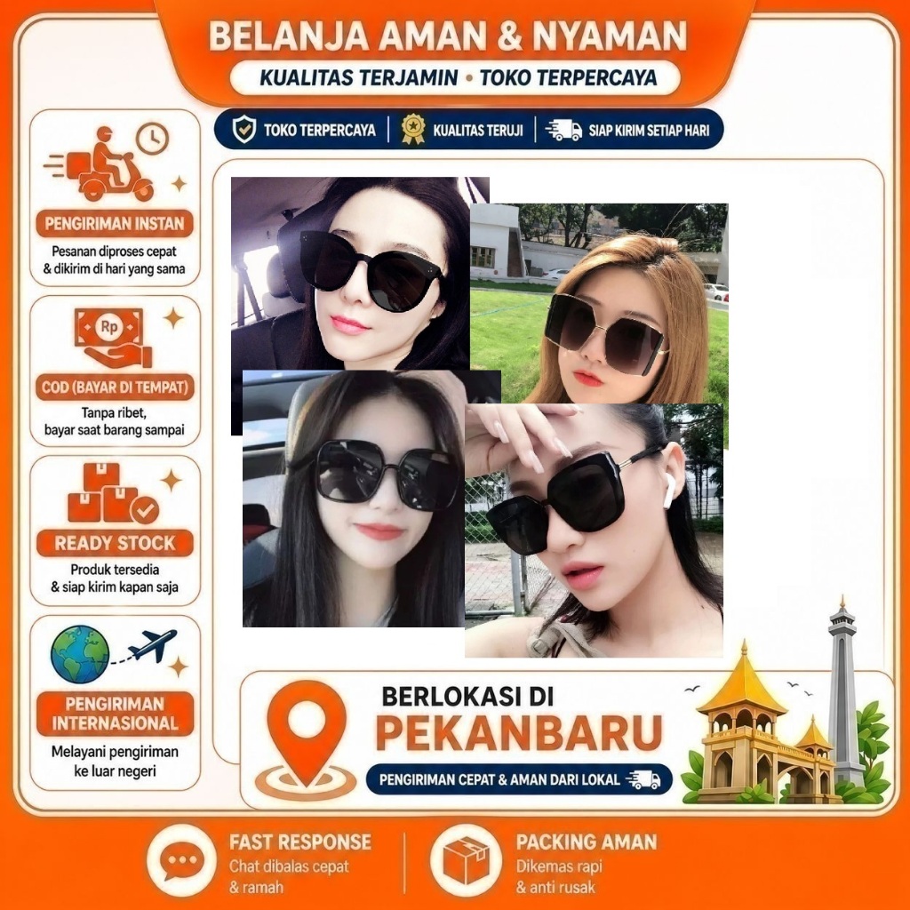 [SDW] pekanbaru/Kacamata Anti Radiasi Korea Fashion Sunglasses Wanita & Pria Unisex Ke Pantai Travel