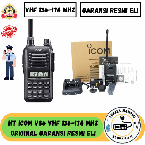 ICOM Ic V86 V 86 Singleband VHF 136-174Mhz HT Icom v86 v-86 Up To 7Watt Ht Icom Original Garansi Res
