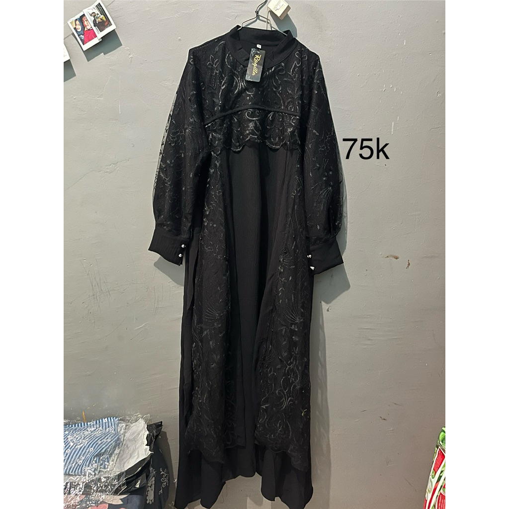 gamis new hitam brokat