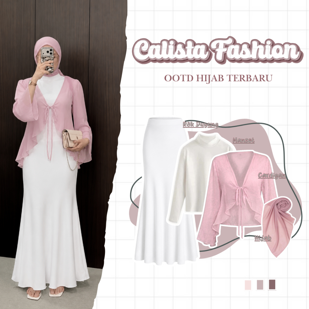 Setelan OOTD Pantai Hijab Kekinian Outfit Pantai (Outer + Rok Duyung + Hijab) SET TC-326