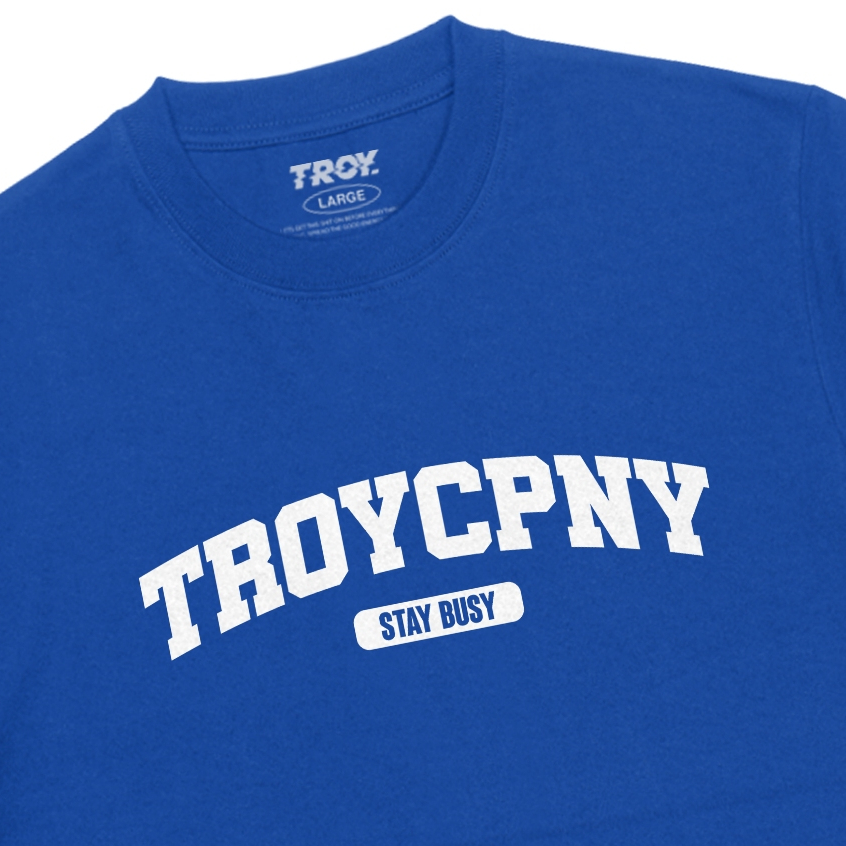 Troy Company Tshirt Royal Blue Curvee - Kaos Pria Lengan Pendek Biru Benhur MTD 3475