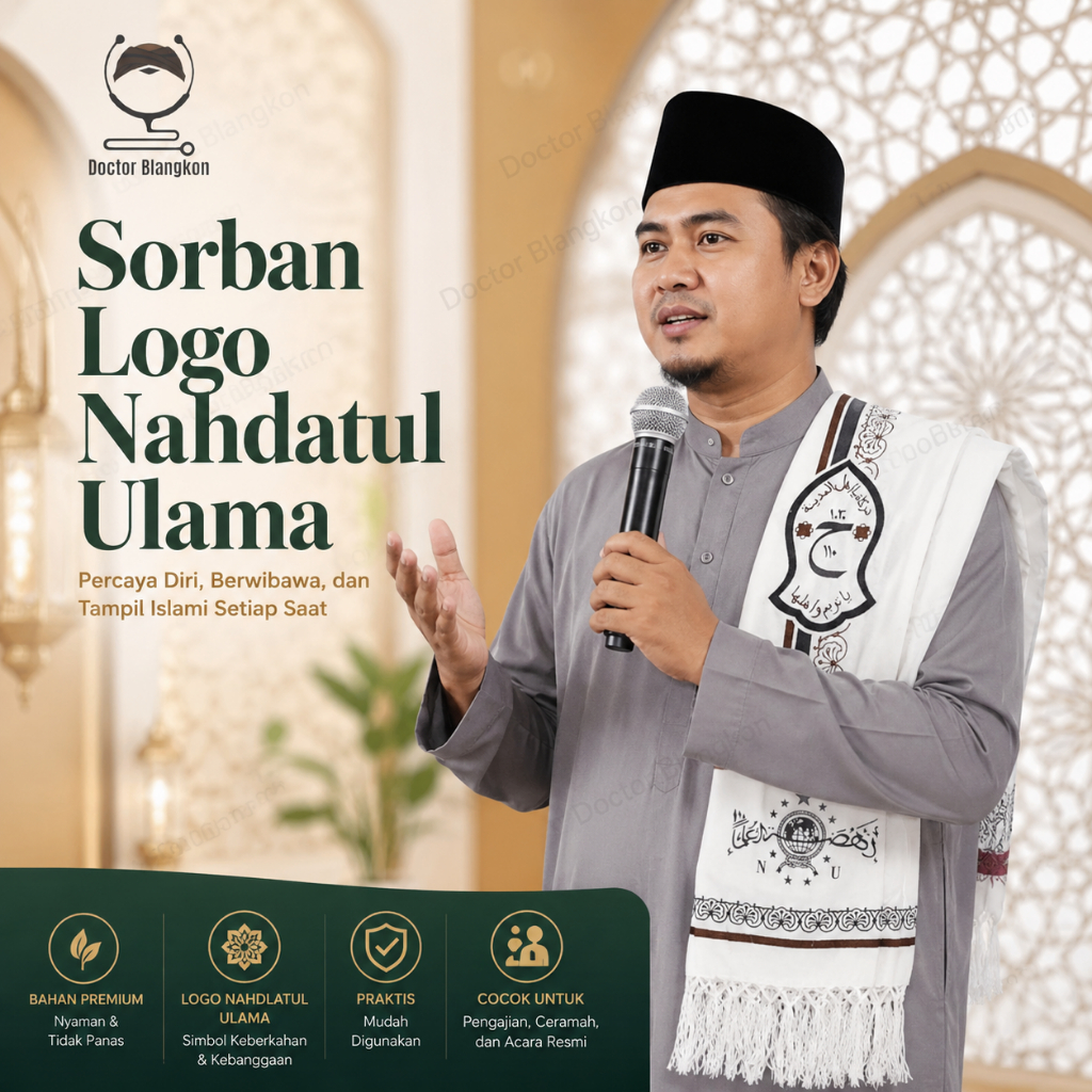 Sorban Batik Habaib Motif Logo NU Nahdlatul Ulama Surban Hijau Kashmiri Rida Yamani Persegi Panjang