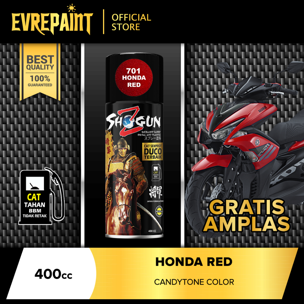 Cat Pilok Pilok Shogun Z Cat Semprot Duco Merah Candy Honda Red 701 400CC