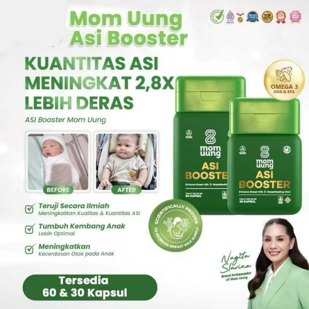 Makassar  MOM UUNG ASI BOOSTER / PELANCAR ASI 30 Kapsul / 60 Kapsul NATURAL HALAL BPOM