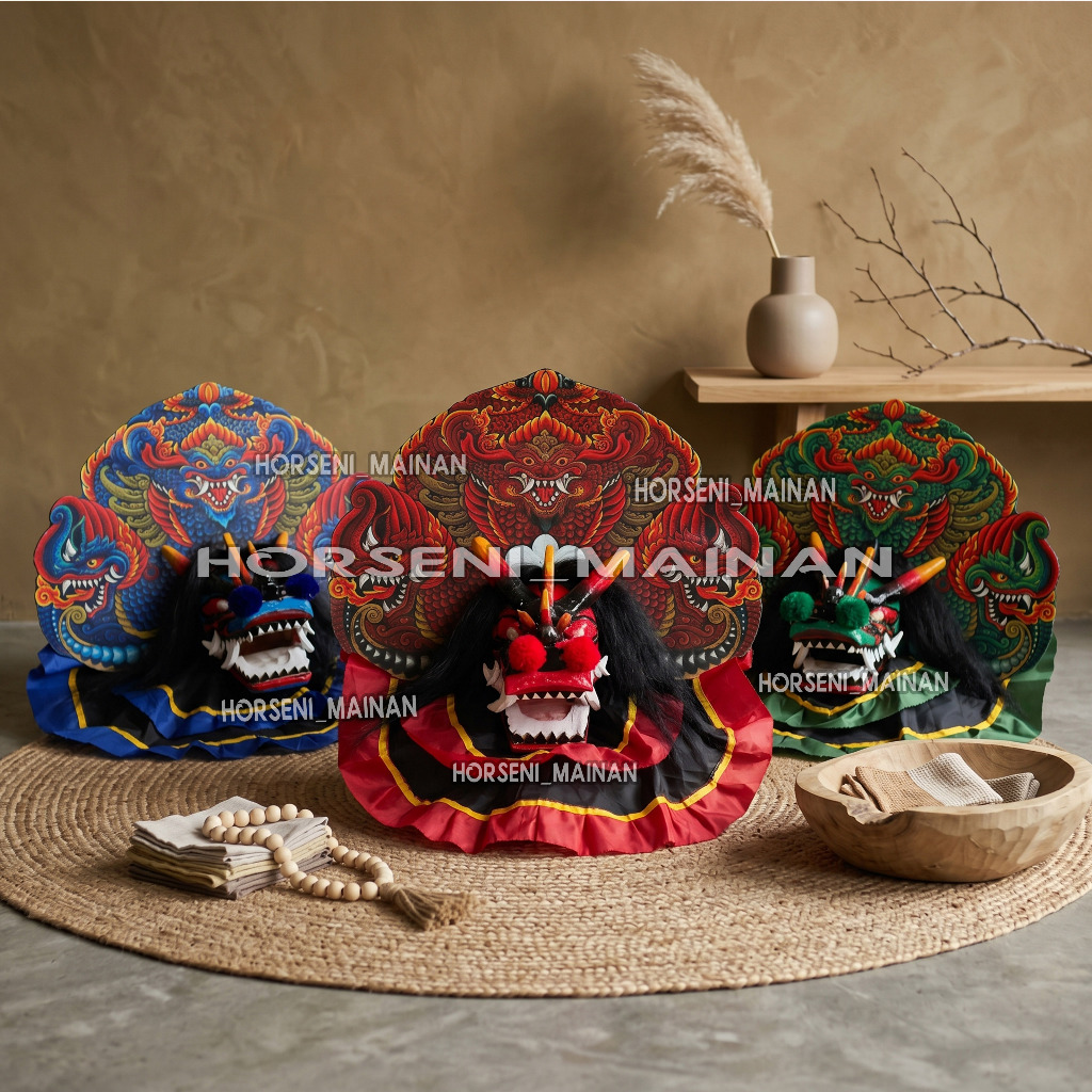 HORSENI MAINAN Barongan Devil Naga Baru Mata Nyala Full Kayu Untuk SD SMP Free Kemul