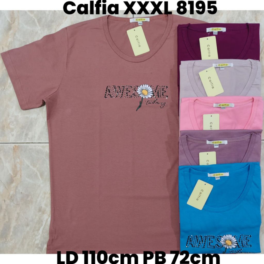atasan wanita kaos calfia,murah,cantik,mewah,lembut,dan tebal size XXXL