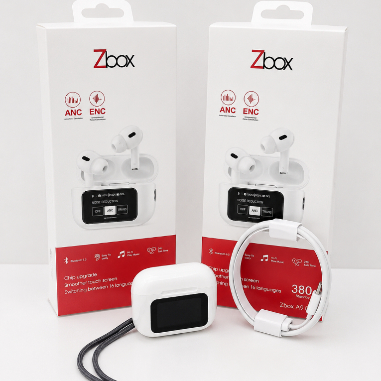 Headset Bluetooth TWS ZBOX A9 PRO ANC+ENC EARPHONES Headset Bluetooth Superbass terlarisTWS ZBOX A9 