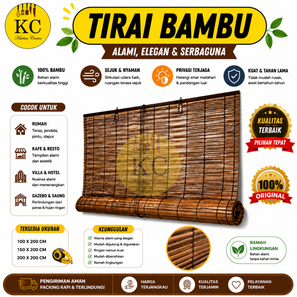 Kerai bambu Gulung Kerai Bambu 2x2 Krey Bambu Tirai Bambu 2X2 Kerai Bambu 1x2 Meter