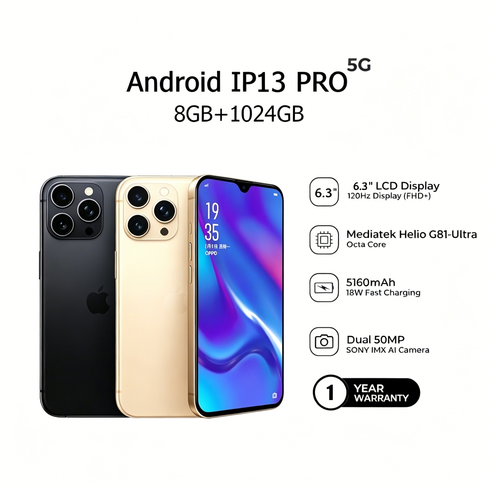 Android hp 6.3 inch Smartphone ip13pro max phone ram 8/1024GB jaringan 4G/5G Garansi Android ponsel