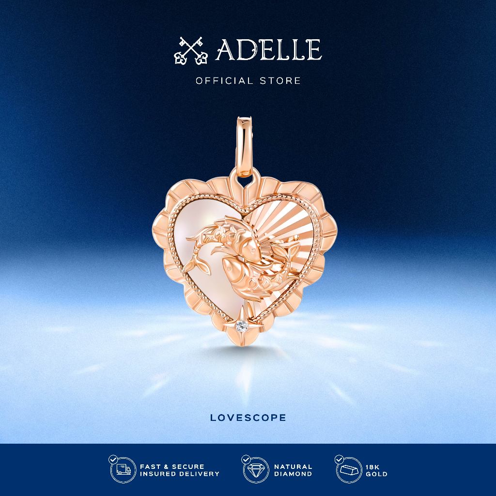 Adelle Jewellery - Pisces Pendant - Lovescope Collection Rose Gold Liontin Berlian