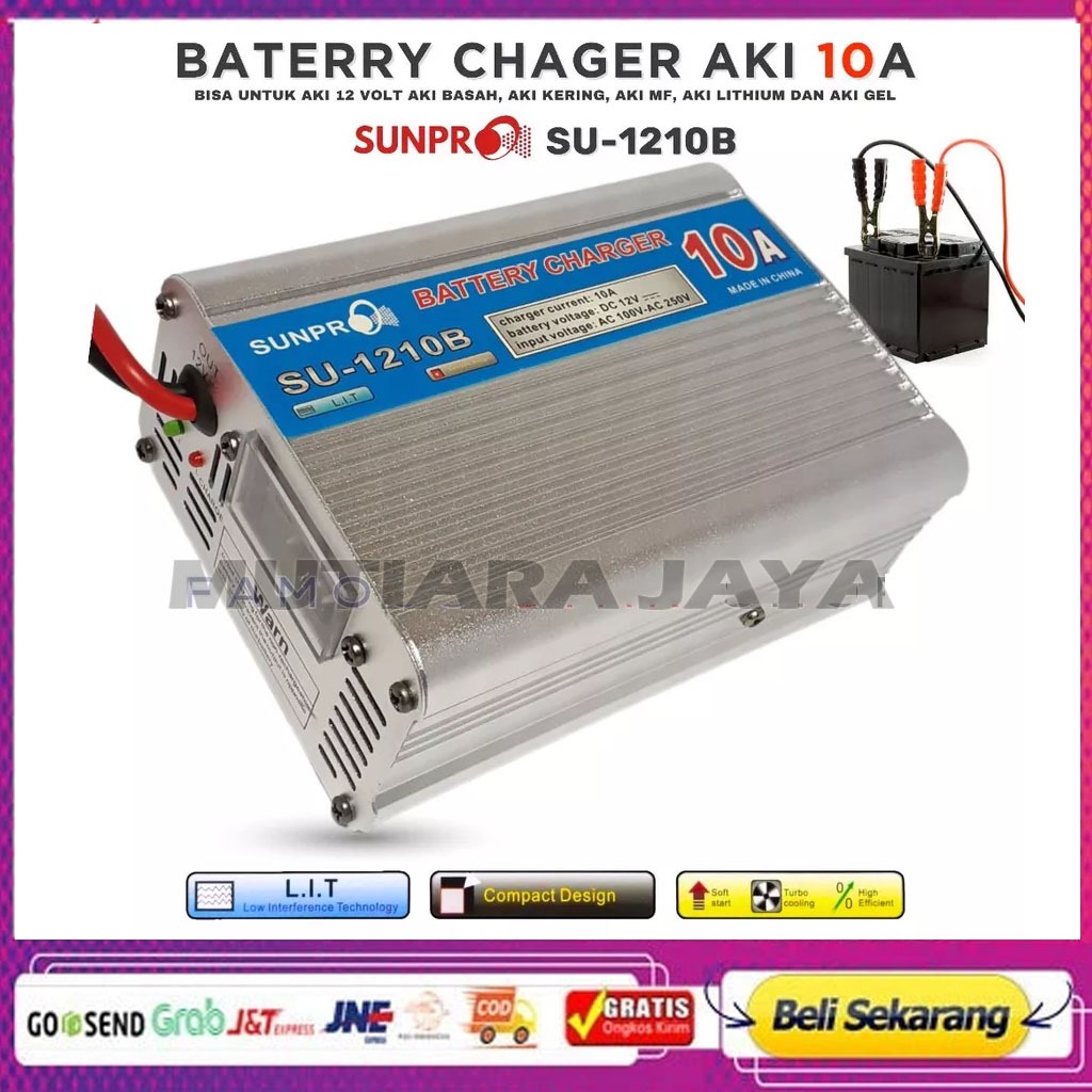 CHARGER AKI 12V 10 AMPER SUNPRO SU-1210B 10Amps BATERY CHARGER AKI ALAT CASAN AKI MOBIL ORIGINAL 10A