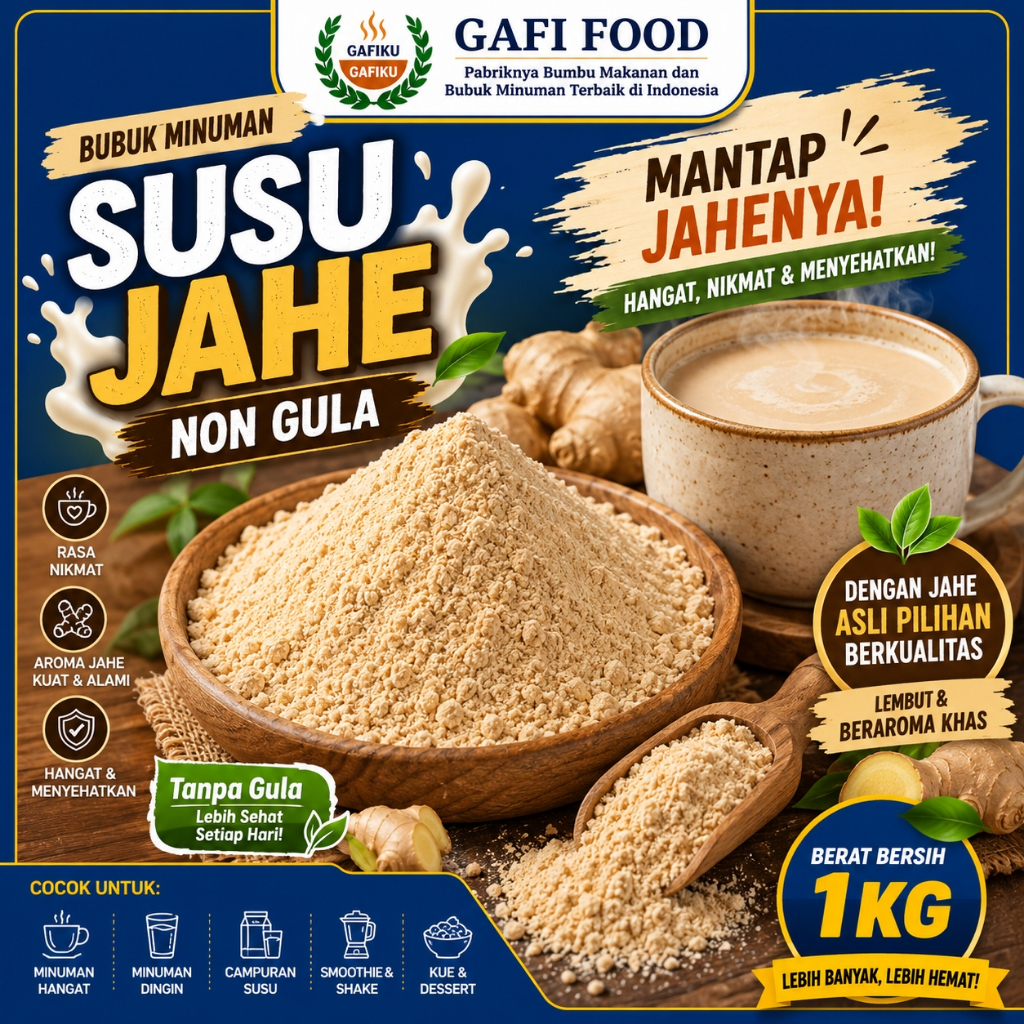 BUBUK MINUMAN SUSU JAHE NON GULA 1 Kg SERBUK BUBUK SUSU JAHE NO SUGAR POWDER KILOAN GROSIR ECERAN