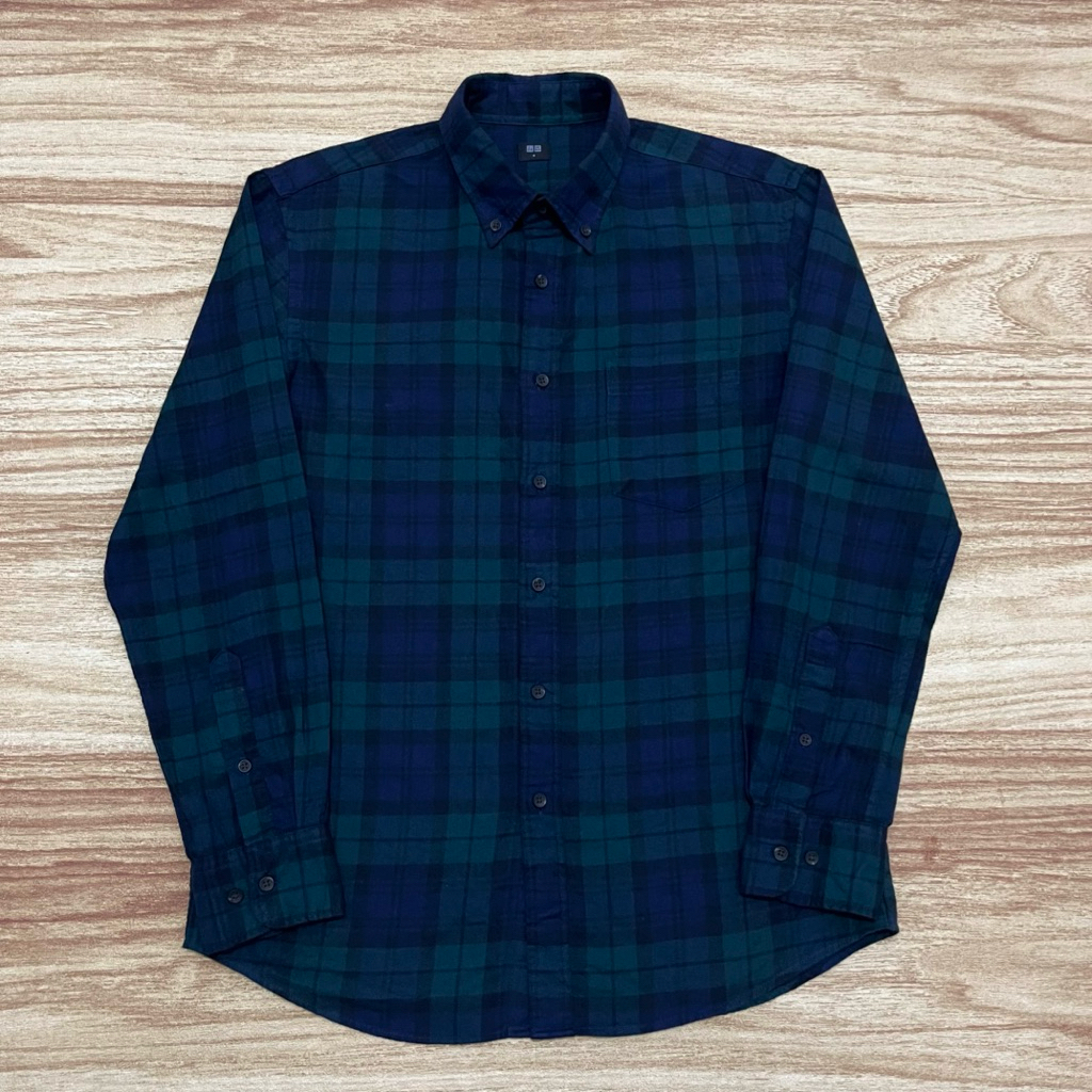 Kemeja Flannel UNIQLO Green Purple Black (M)