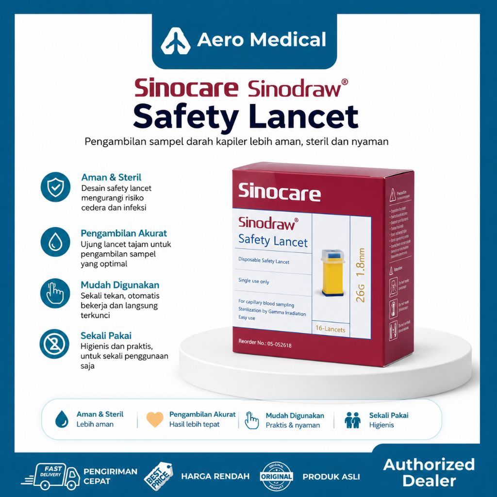 Sinocare Safety Lancet Sinodraw Isi 16 Lancet