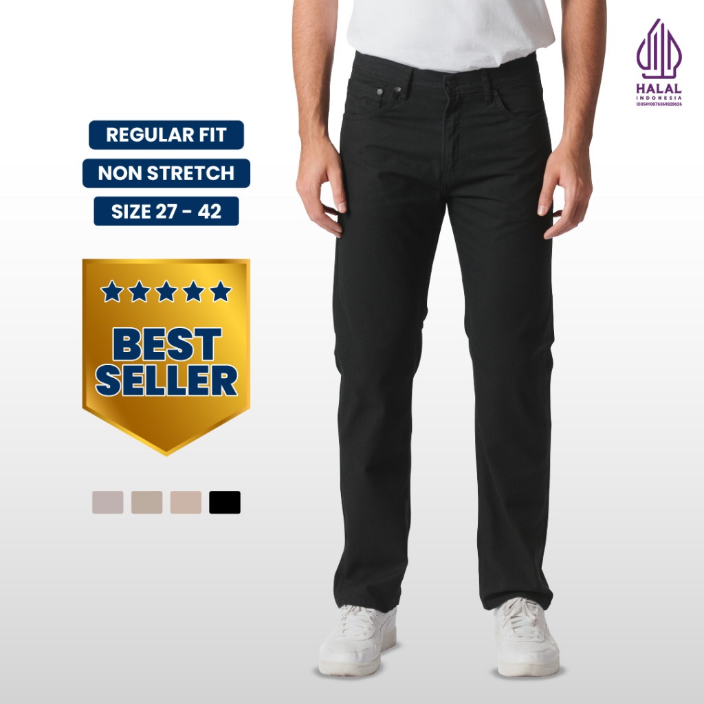 Emba Denim - BS08.01 Celana Panjang Pria Kanvas Premium Regular New Tebal Smart, Casual dan Long Pan