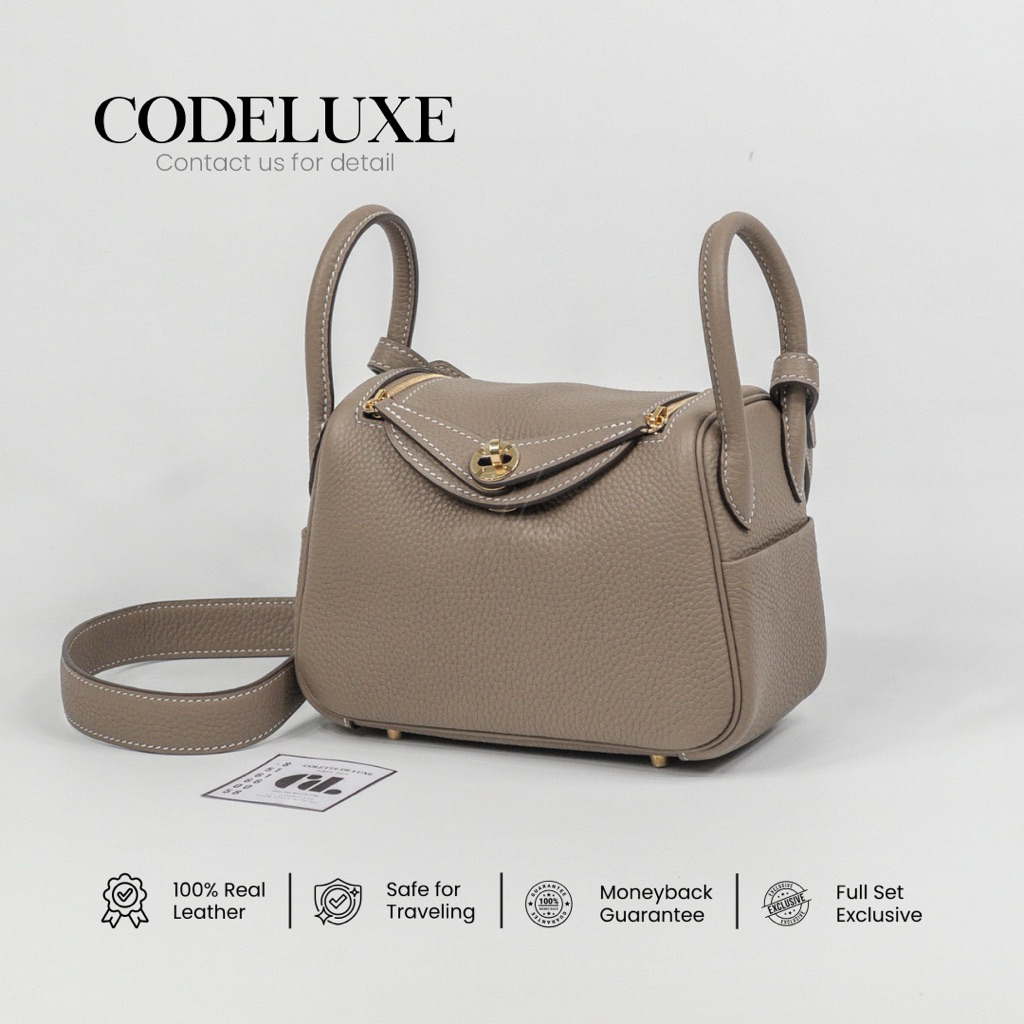 [CODELUXE] Mini Lindy Taurillon Clemence Etoupe GHW