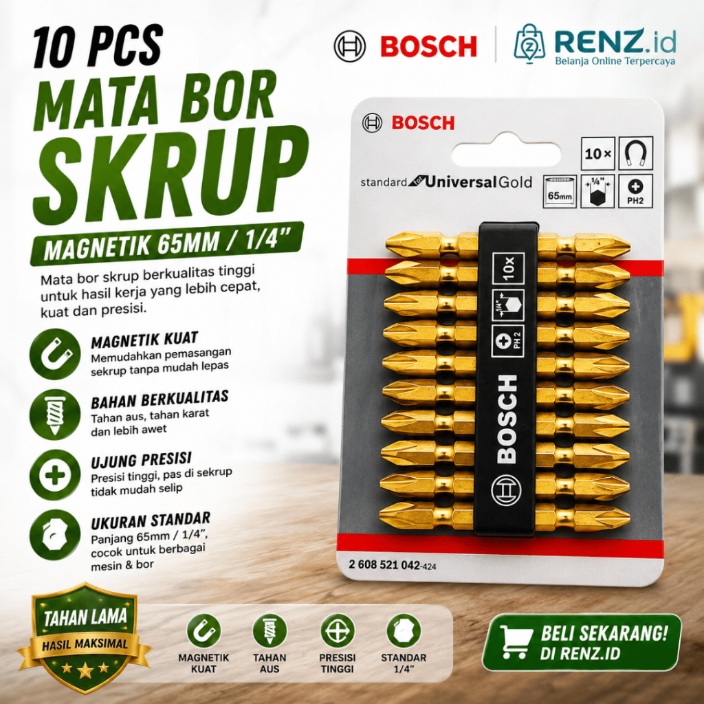 BOSCH MATA BOR SKRUP , MATA BOR OBENG , MAGNET KUAT , KEPALA KEMBANG