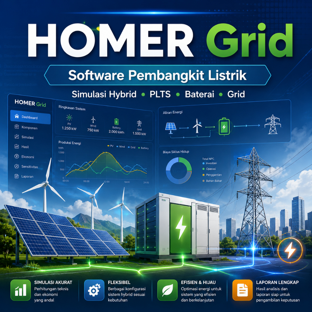 Software HOMER Grid Pembangkit Listrik Hybrid Microgrid PLTS Baterai Energi Terbarukan