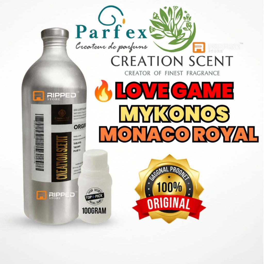 100ml Bibit Parfum Murni Love Game Inspired Mykonos Monaco Royal By Original Creation scent Perfume