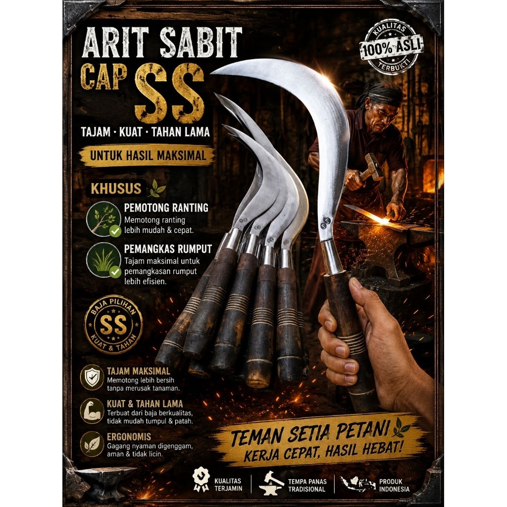 Sabit baja cap ss, khusus ngarit rumput dan serabutan