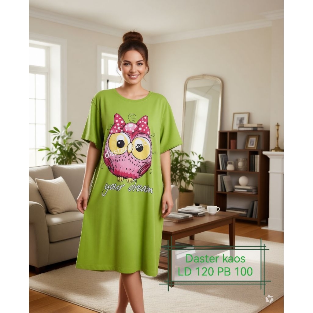 Daster kaos pakaian tidur wanita mini dress lucu remaja