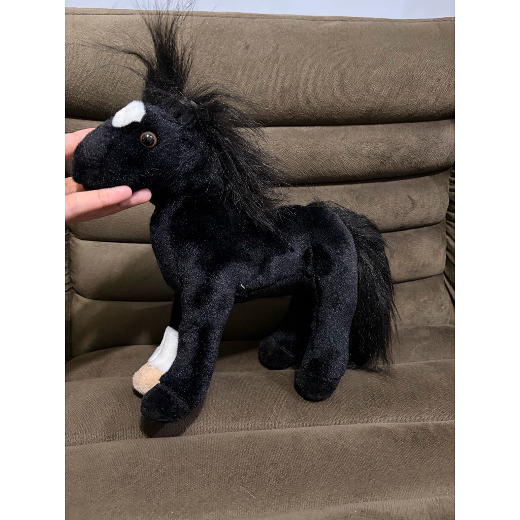 Boneka kado/koleksi hewan Kuda pony hitam halus lembut nb