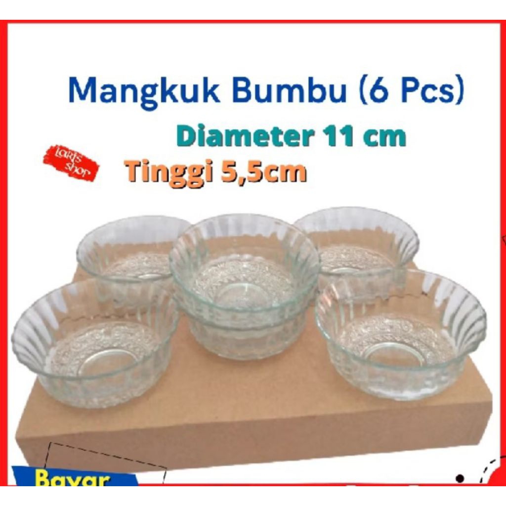 Mangkuk motif 11 cm/Mangkuk Bumbu/Mangkuk Kaca mini