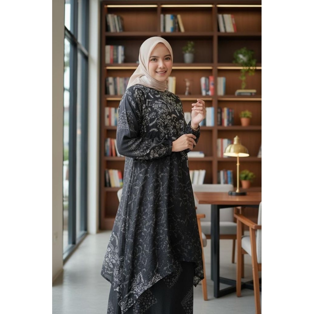 Setrok Tunik Batik Serayu Sutra Dobby