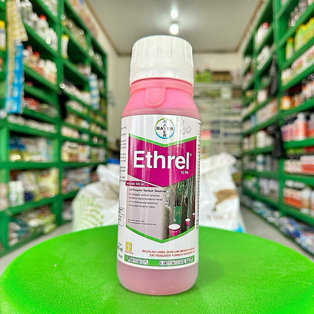 Zpt ETHREL 10 PA Kemasan 500ml dari Pt Bayern - Ethrel 10 Pa Berfungi Memperbayak Keluarnya Getah Ka