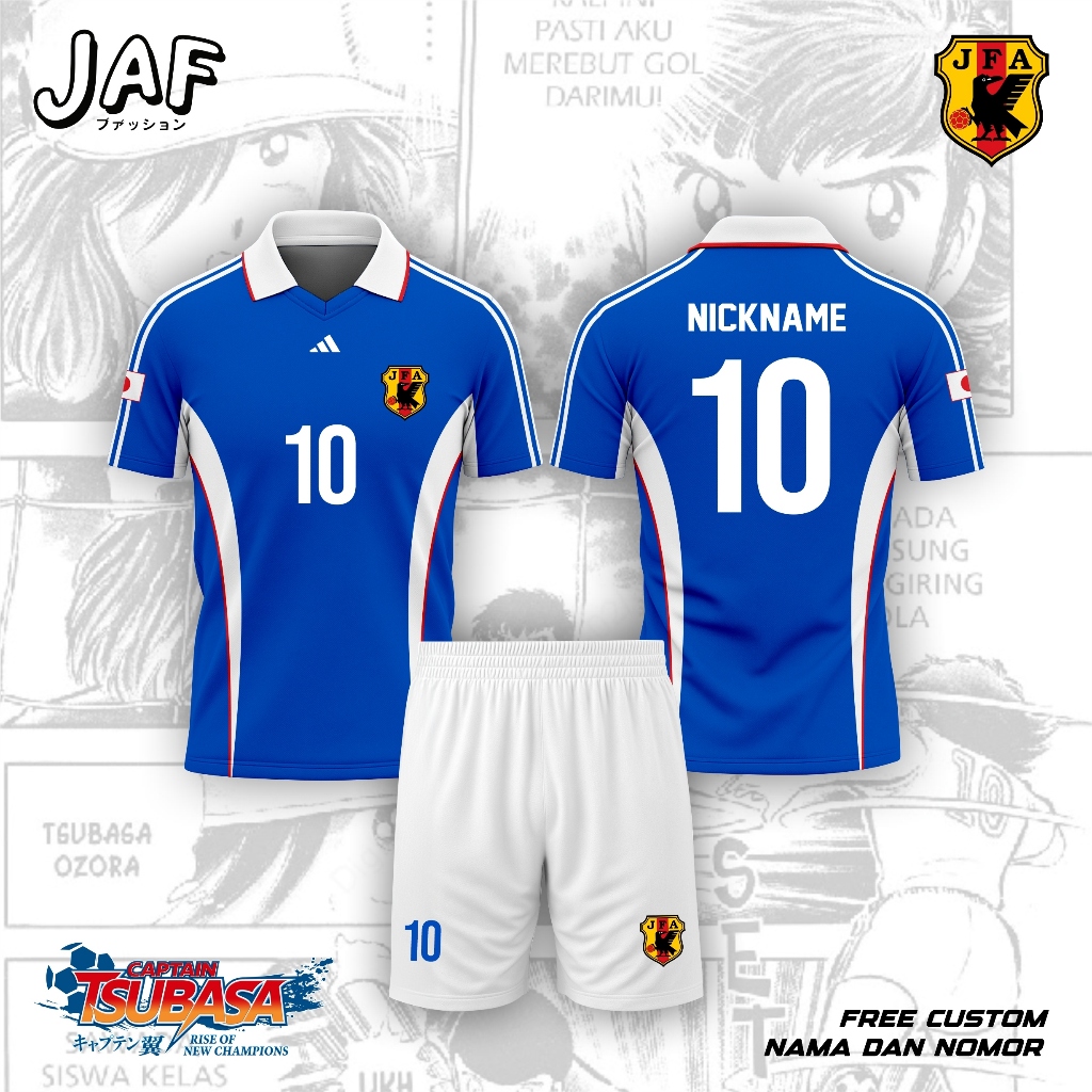 JAF - PO Jersey Anime Bola Captain Tsubasa Timnas Japan  Cosplay Tsubasa Misaki Dewasa dan Anak