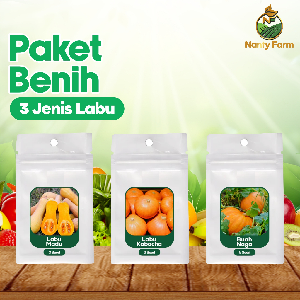 Paket Benih Buah-Buahan Paket Benih 3 Jenis Labu(Labu Kuning,Labu Madu,Labu Kabocha)
