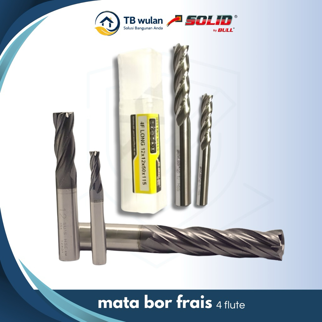 Star+ SOLID Endmill Long Panjang HSS Mata Bor Frais 4 Flute