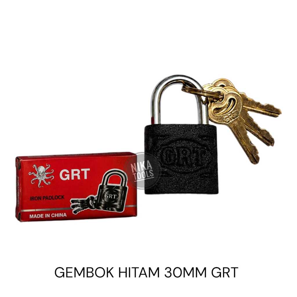 [12 PCS] Gembok Besi Cor Hitam 30mm GRT HITAM