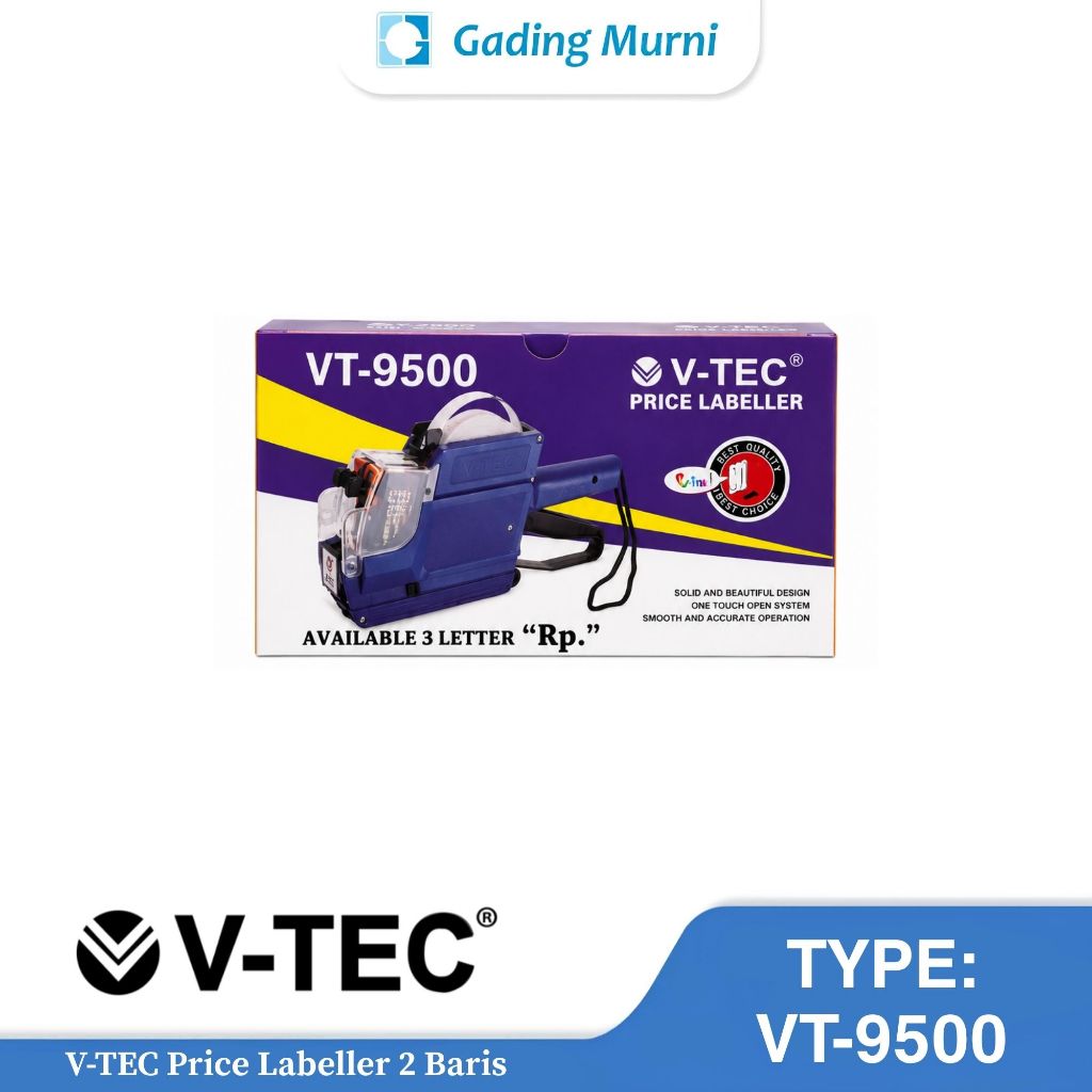 V-TEC Price Labeller VT-9500 | Alat Cetak Label Harga 2 Baris (Angka + Angka / Angka + Huruf)