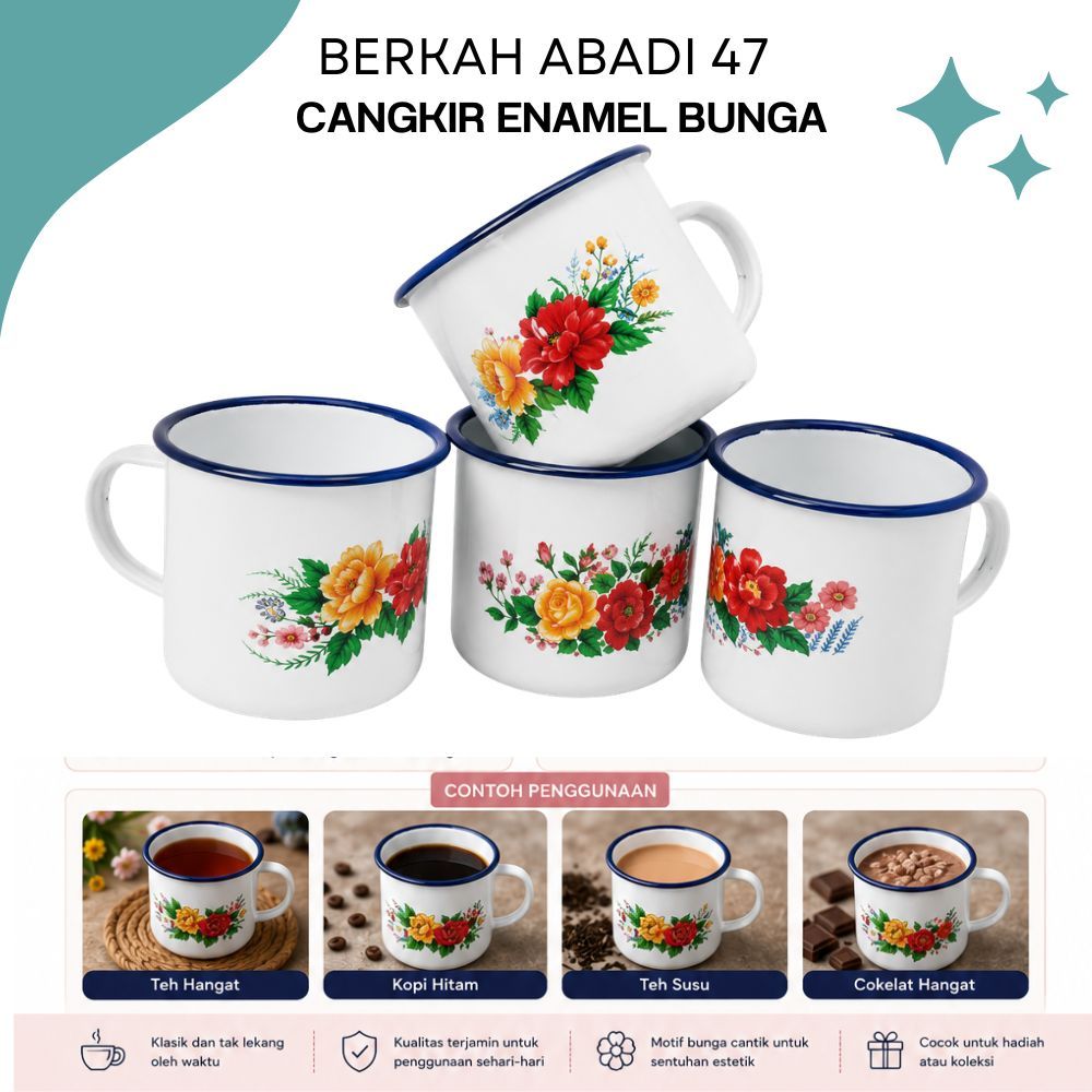 Mug Cangkir Kecil Motif Bunga Enamel Seng Kaleng Jadul Vintage 7cm Cangkir Kopi Teh Susu Gelas Ename