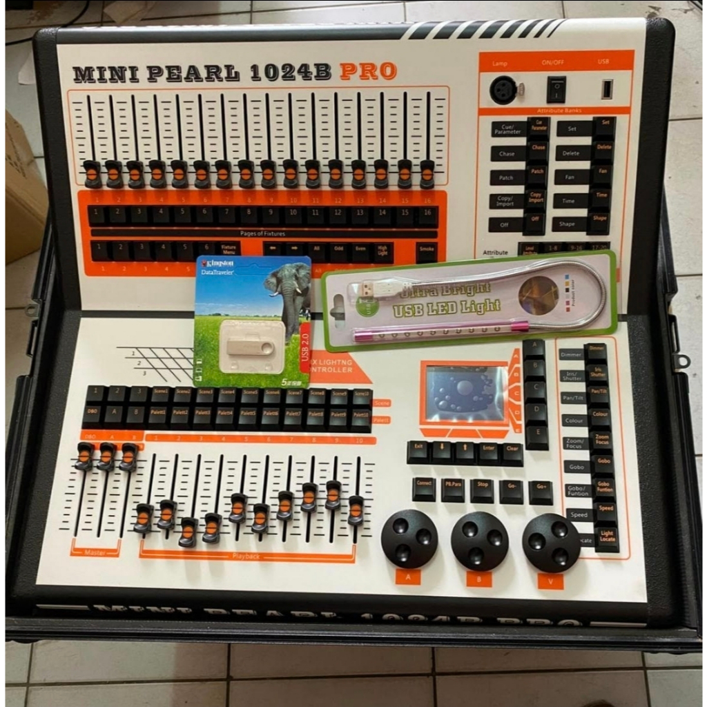 Mixer lighting Mini pearl 1024b Pro warna putih orange controll dmx mixer lampu panggung profesional